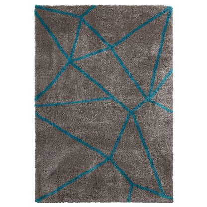 Aqua and Grey Modern Shaggy Carpet