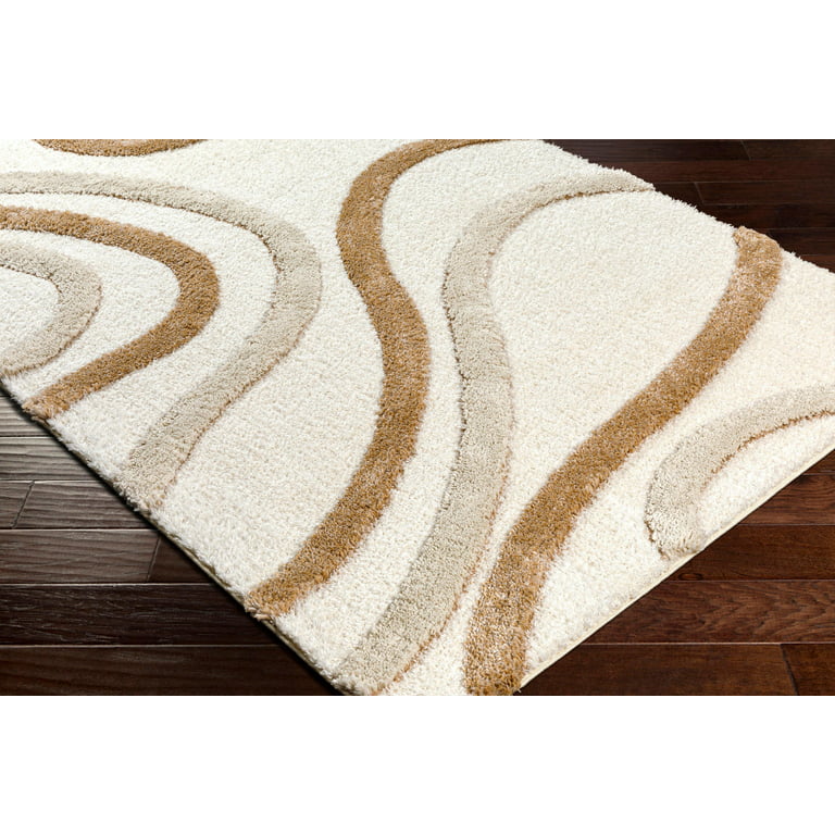 Ivory With Beige Camal Shape Shaggy Rug