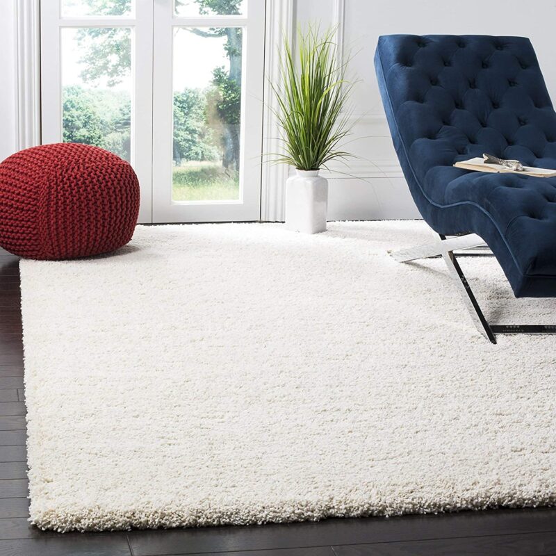 Plain Cream Microfiber Carpet – Soft Feel with Anti-Skid Rubber Backing