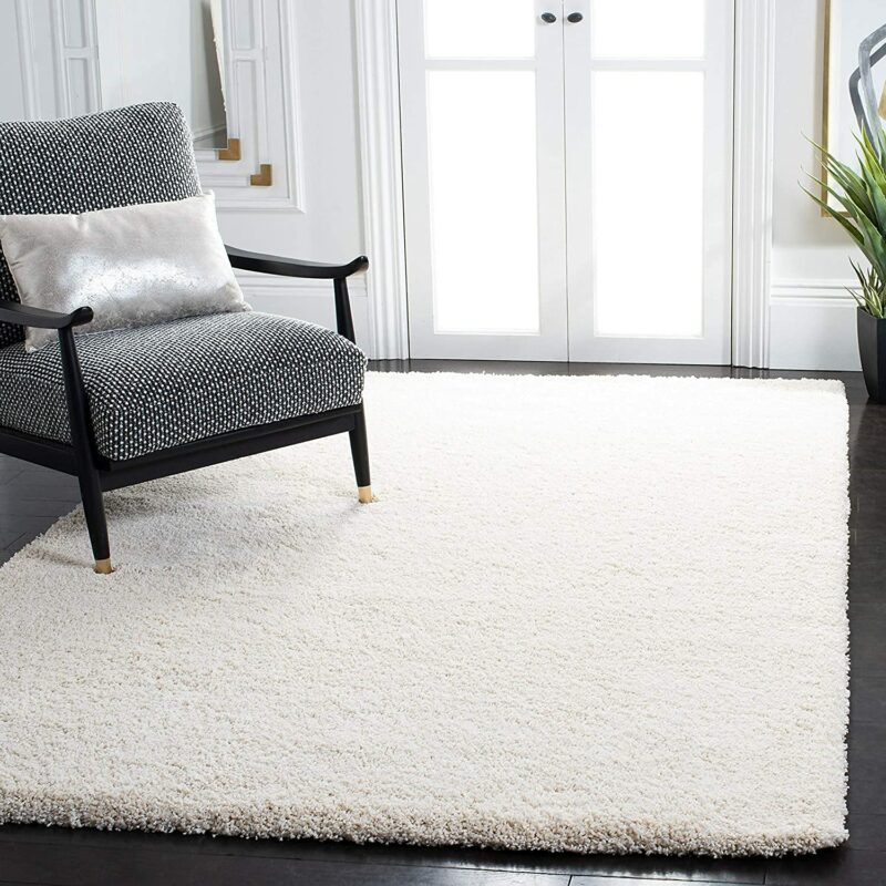 Plain Cream Microfiber Carpet – Soft Feel with Anti-Skid Rubber Backing