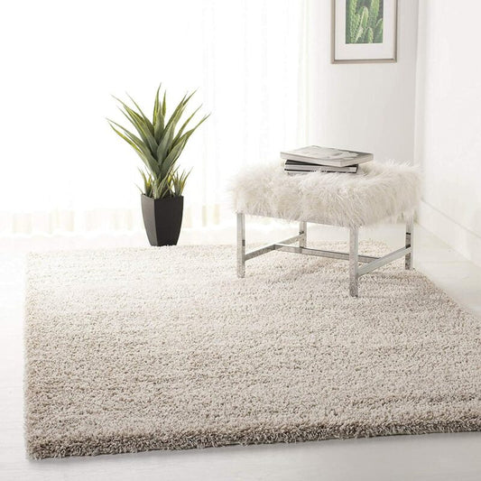 Premium Beige & Ivory Mix Microfiber Carpet – 2-Inch Pile, Luxurious Soft Touch, Anti-Skid Base