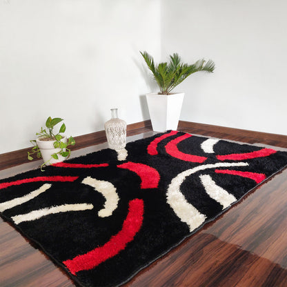 Kashyapa Rugs Collection-Contemporary Black And Red Design Modren Area Rug.