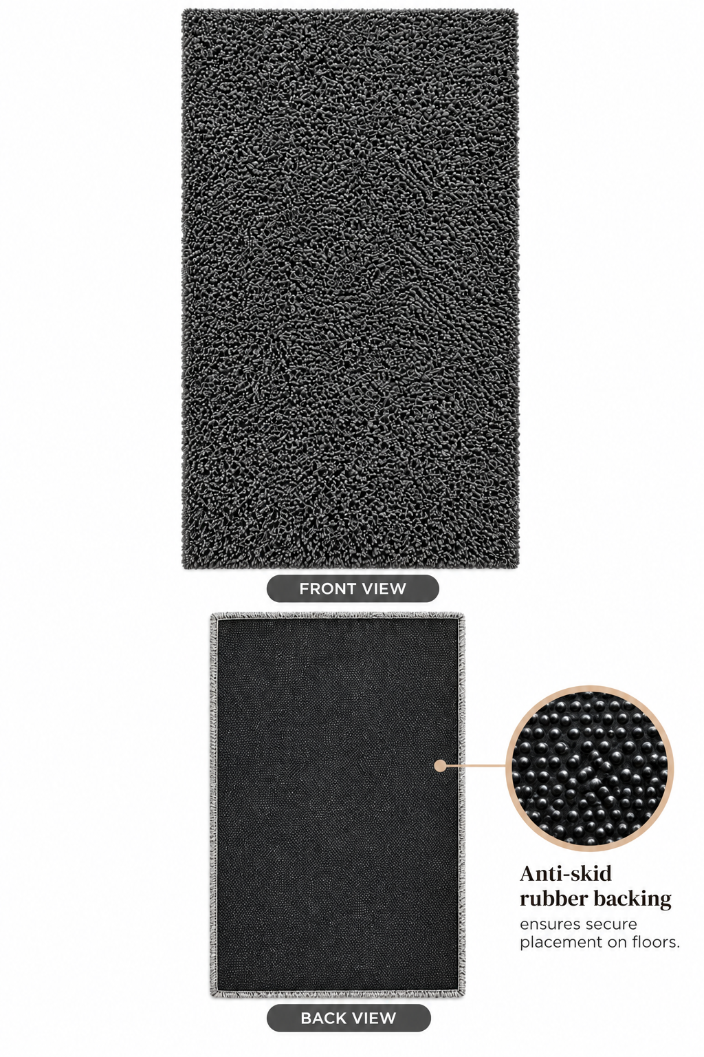 Mid Grey 2inch long pile Extra Fluffy Beautiful Premium Micro Runner - Soft Feel, Anti-Skid Backing