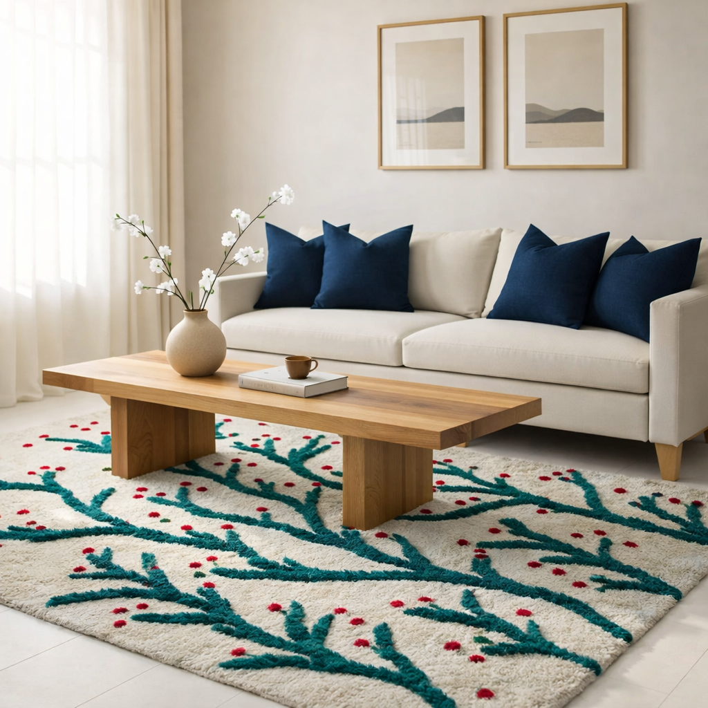 Luxury Soft Botanical Rug with Anti-Skid Rubber Backing