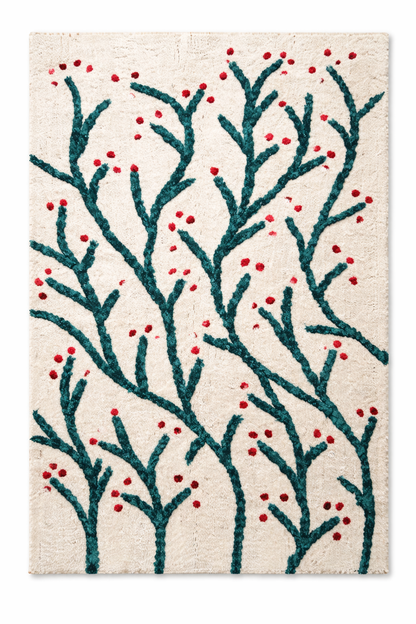 Luxury Soft Botanical Rug with Anti-Skid Rubber Backing