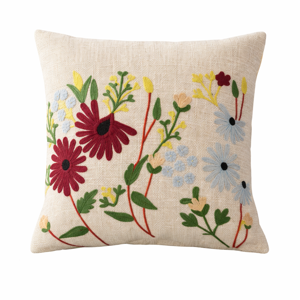 Elegant Designer Cushion Covers – Soft & Durable with Beautiful Floral Embroidery for Living Room Sofa-015