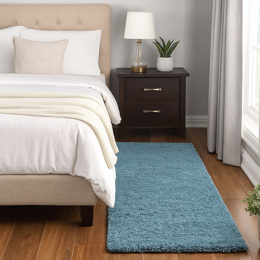 Aqua Blue Beautiful Premium Micro Runner -  Soft Feel, Anti-Skid Rubber Backing