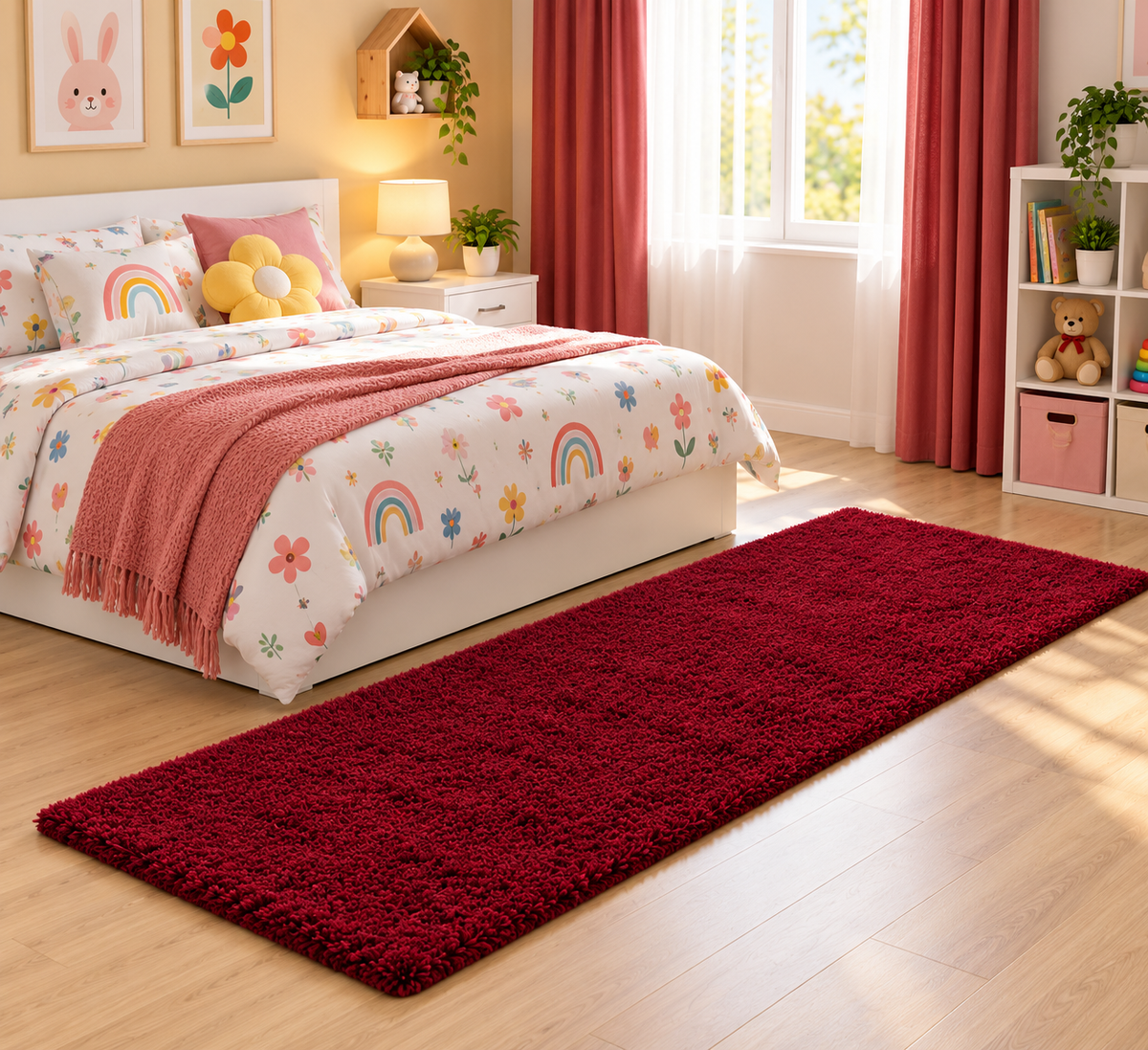 Beautiful Red 2 Inch Pile Premium Micro Runner - Soft Feel, Anti-Skid Backing