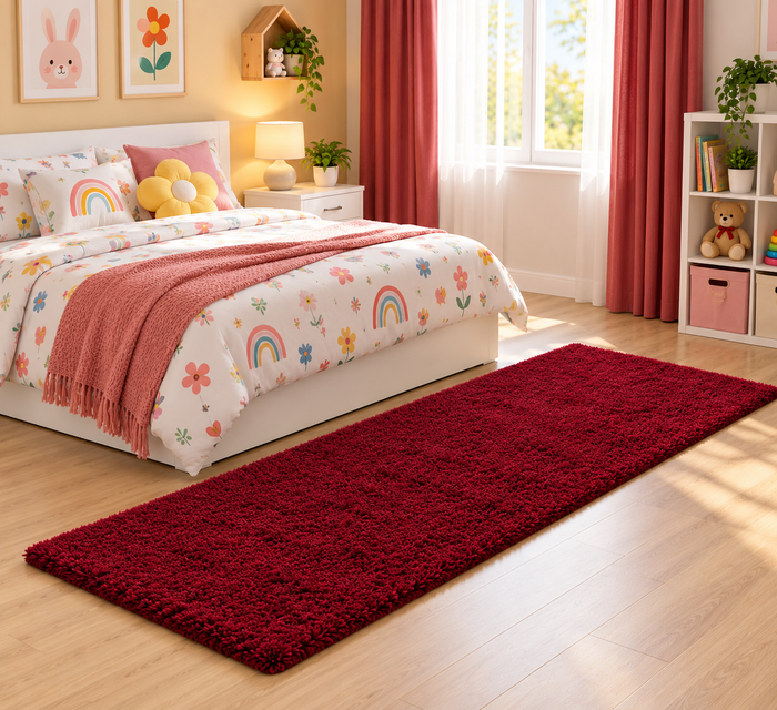 Beautiful Red 2 Inch Pile Premium Micro Runner - Soft Feel, Anti-Skid Backing