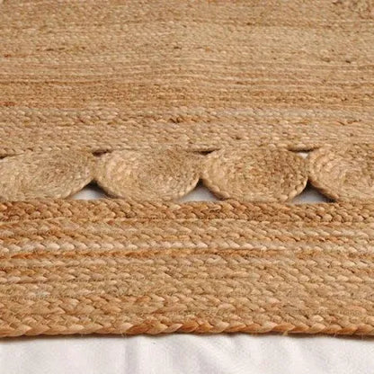 Natural & Black Cross Lines Jute Area Rug.