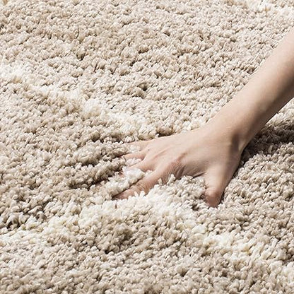 Beige & Ivory Soft Microfiber Fluffy Shaggy Bedside runner