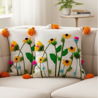Elegant Designer Cushion Covers – Soft & Durable with Beautiful Floral Embroidery for Living Room Sofa-05