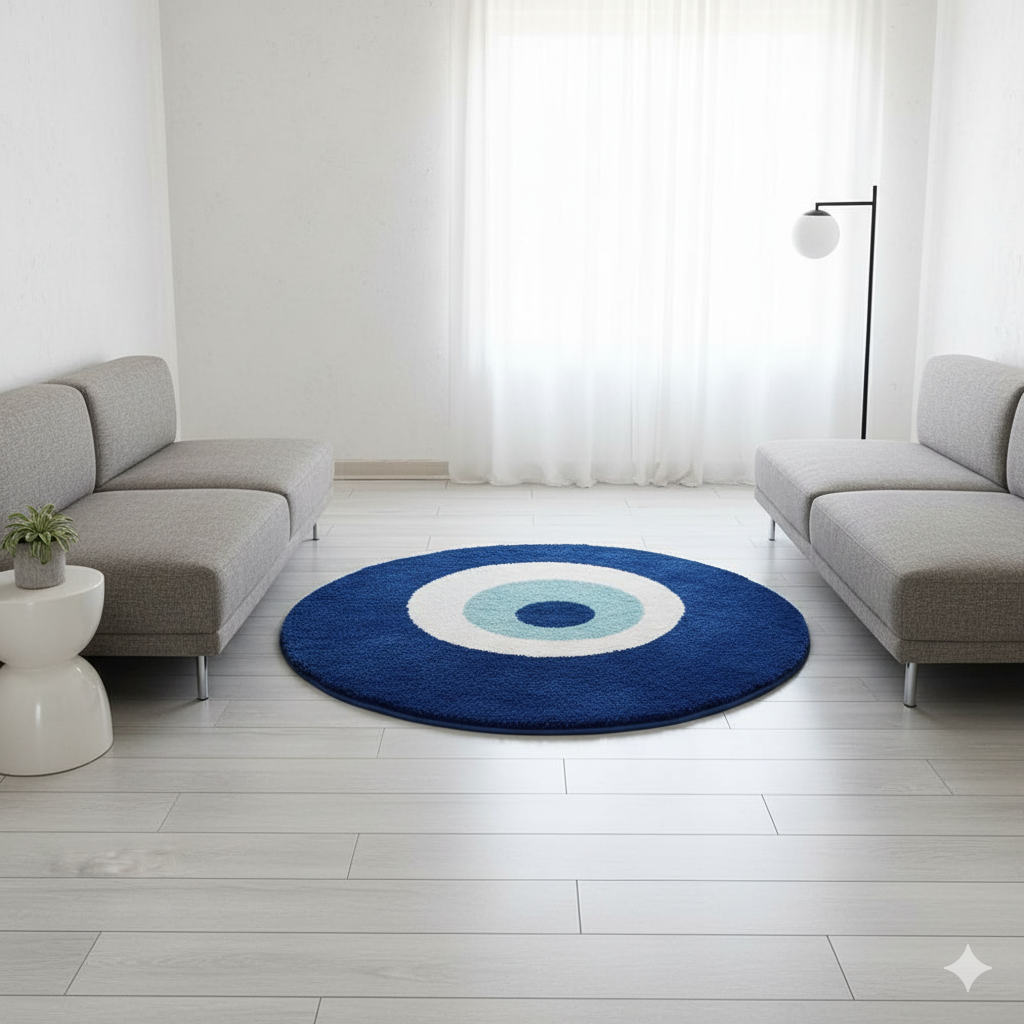 Blue Eyes Soft Micro Premium Round Shaggy Rug – Extra Soft with Anti-Skid Rubber Backing