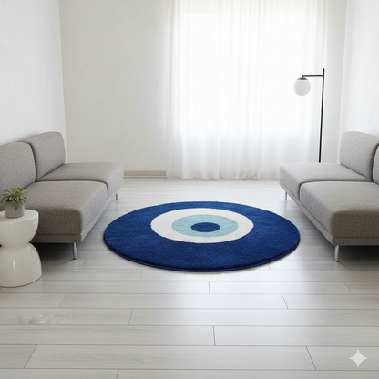 Blue Eyes Soft Micro Premium Round Shaggy Rug – Extra Soft with Anti-Skid Rubber Backing