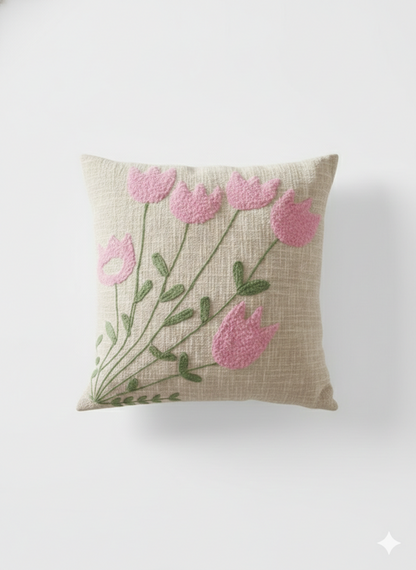 Elegant Designer Cushion Covers – Soft & Durable with Beautiful Floral Embroidery for Living Room Sofa-017
