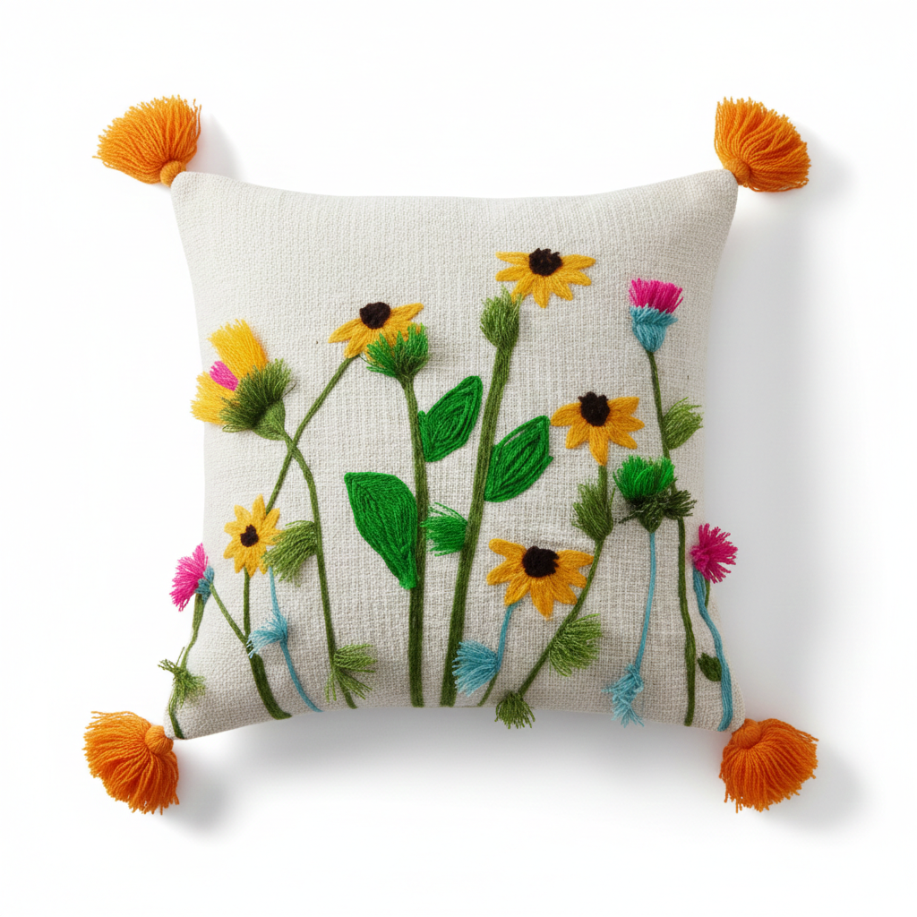 Elegant Designer Cushion Covers – Soft & Durable with Beautiful Floral Embroidery for Living Room Sofa-05