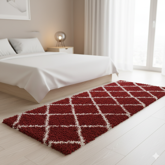Red & Ivory Beautiful Premium Micro Runner - Soft Feel, Anti-Skid Rubber Backing