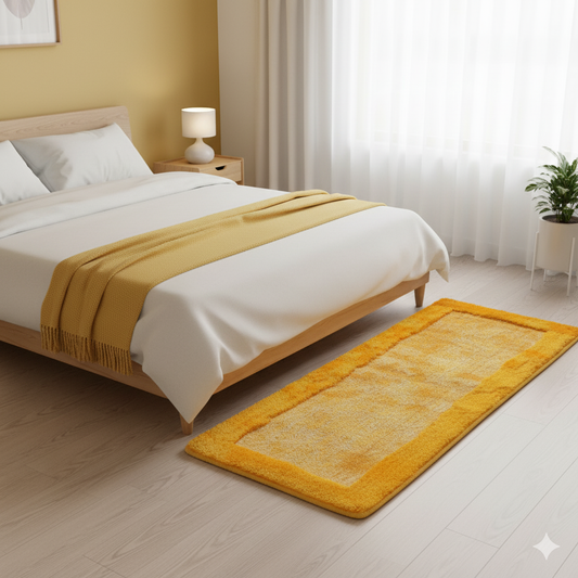 Multicolour Design Beautiful Premium soft Microfiber Bedside Shaggy Runner - Soft Feel, Anti-Skid Rubber Backing