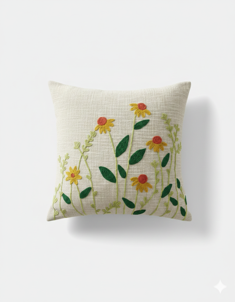 Elegant Designer Cushion Covers – Soft & Durable with Beautiful Floral Embroidery for Living Room Sofa-04