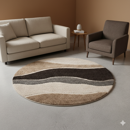 Vibrant Multicolor Round Microfiber Shaggy Rug – Soft Comfort with Anti-Slip Rubber Backing