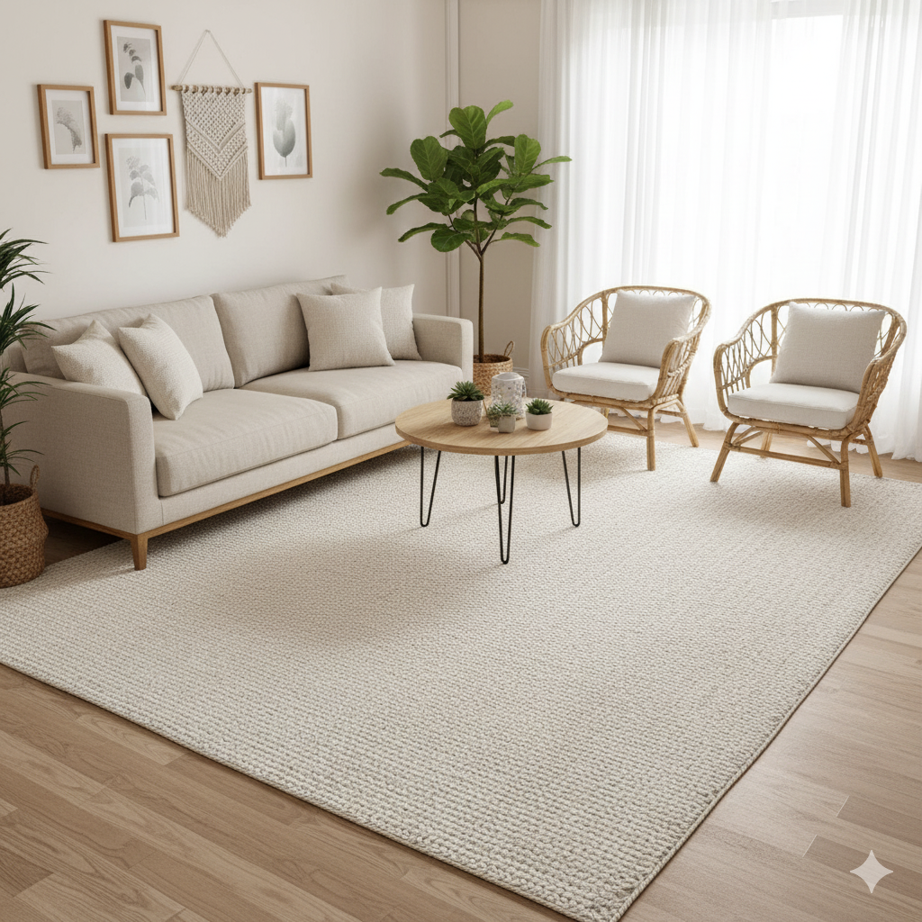 Kashyaparugs handwoven minimal jute rug with soft natural texture – off-white, multiple sizes available