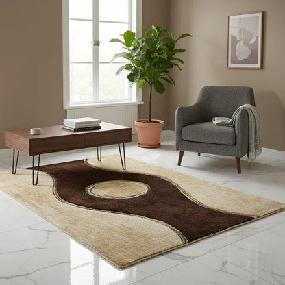Brown & Beige Shaggy Carpet – Soft Feel with Anti-Skid Rubber Backing