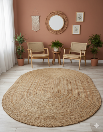 Kashyaparugs handwoven braided natural jute oval area rug – eco-friendly, multiple sizes available
