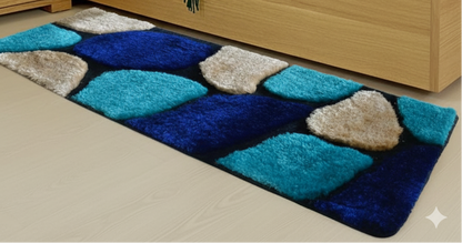 Blue Stones  Bedside Runner – Soft Microfiber, Anti-Skid Rubber Backing