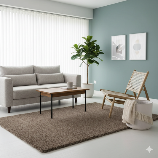Plain Coffee Brown Shaggy Microfiber Carpet – Soft Feel with Anti-Skid Rubber Backing