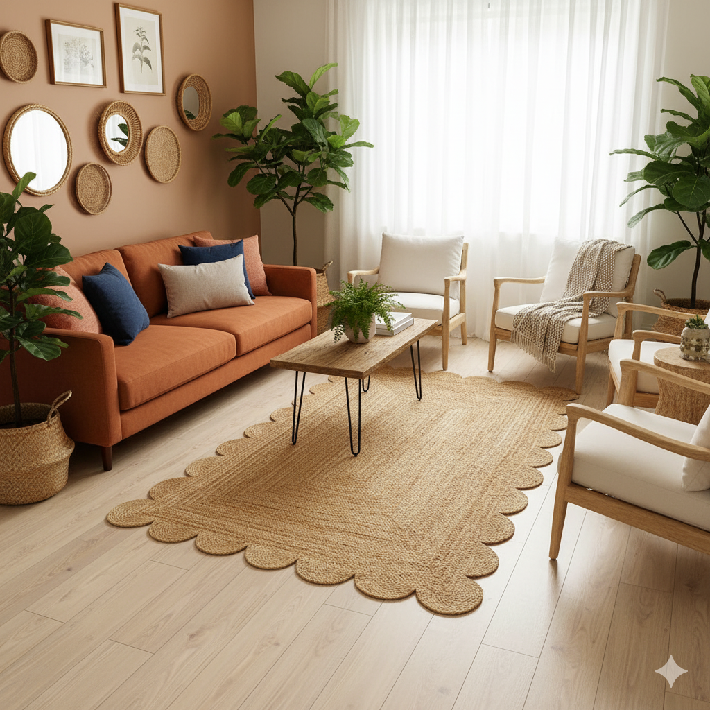 Kashyaparugs handwoven braided 100% natural jute rectangular area rug – eco-friendly, soft texture, multiple sizes available