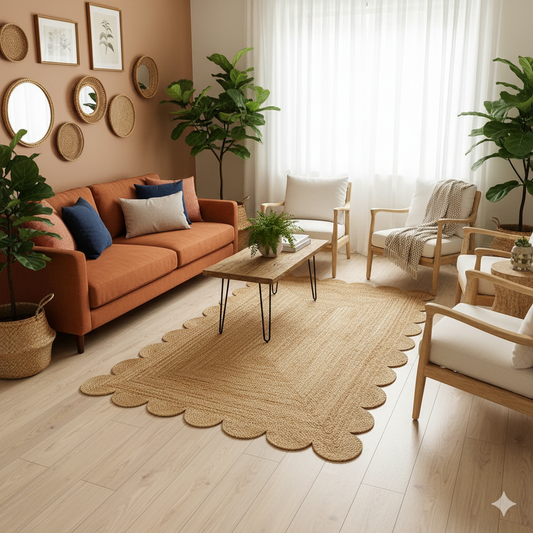 Jute Rectangular Rugs - Hand Braided Natural Jute