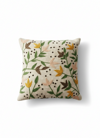 Elegant Designer Cushion Covers – Soft & Durable with Beautiful Floral Embroidery for Living Room  Sofa-10 ( size 16x16 inch )