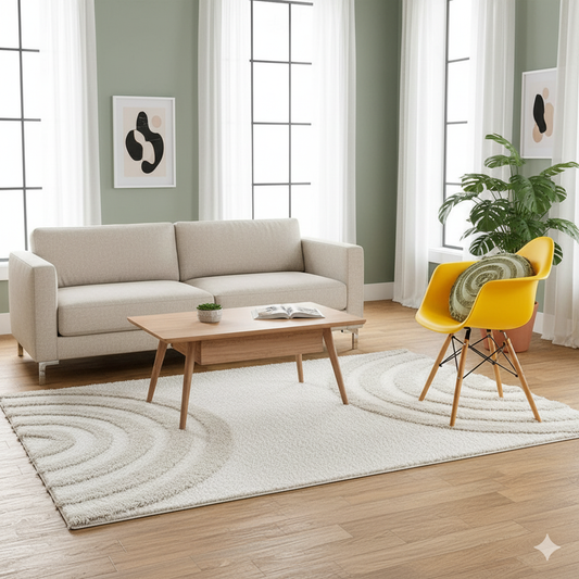 Beige and Ivory Extra Soft Luxury Fluffy Area Rug – Ideal for Living Room, Bedroom, Childroom & Hall – Soft Touch & Anti-Skid Backing