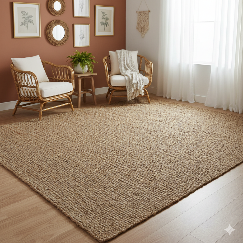 Kashyaparugs handwoven braided natural jute rectangle area rug – eco-friendly, multiple sizes available