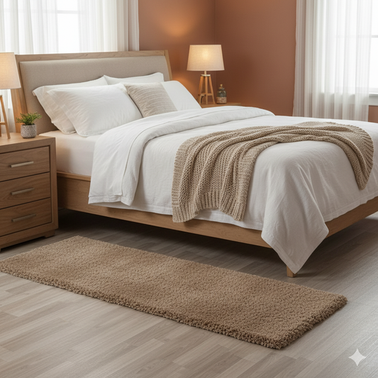 Skin Beige Plain Beautiful Premium Micro Runner -  Soft Feel, Anti-Skid Rubber Backing