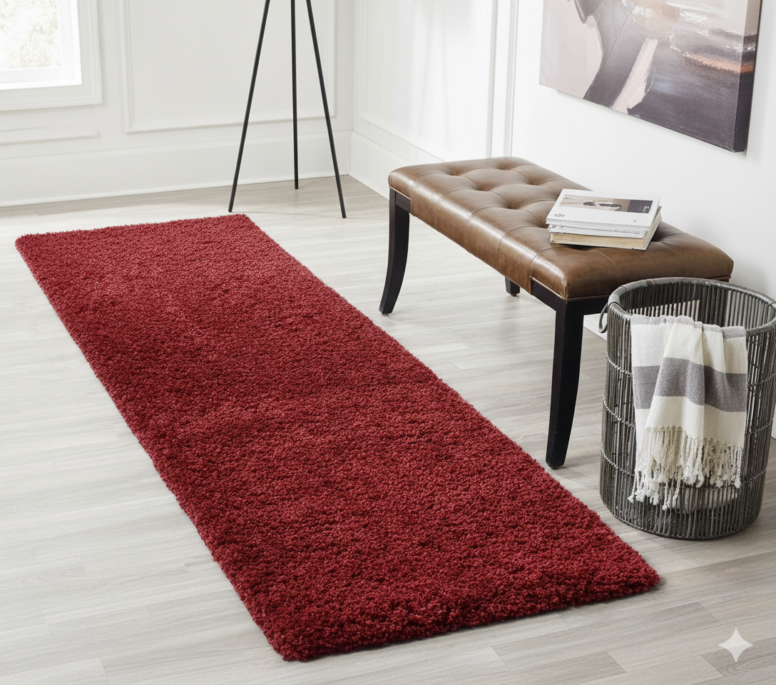 Beautiful Red 2 Inch Pile Premium Micro Runner - Soft Feel, Anti-Skid Backing