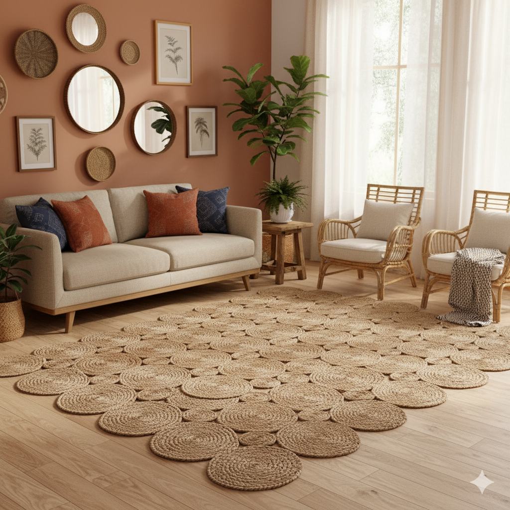 Kashyaparugs handwoven braided natural jute rectangle area rug – sustainable, eco-friendly, multiple sizes available