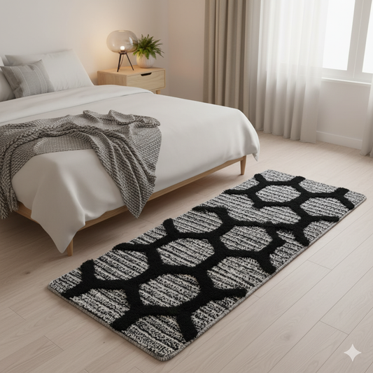 Soft Microfiber Bedside Runner – Anti-Skid Rubber Backing & Washable