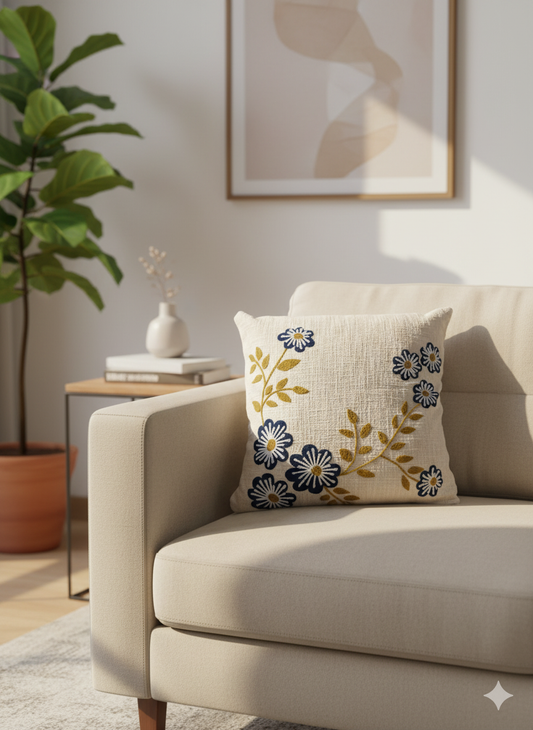 Elegant Designer Cushion Covers – Soft & Durable with Beautiful Floral Embroidery for Living Room Sofa-018