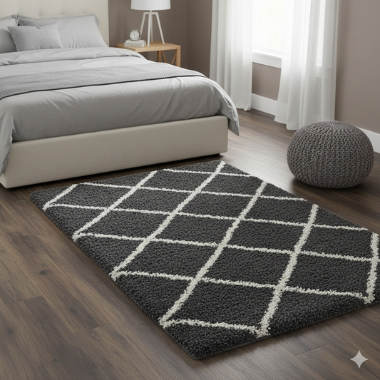 Dark Grey & White Premium Microfiber Runner – Soft Feel, Anti-Skid Rubber Backing