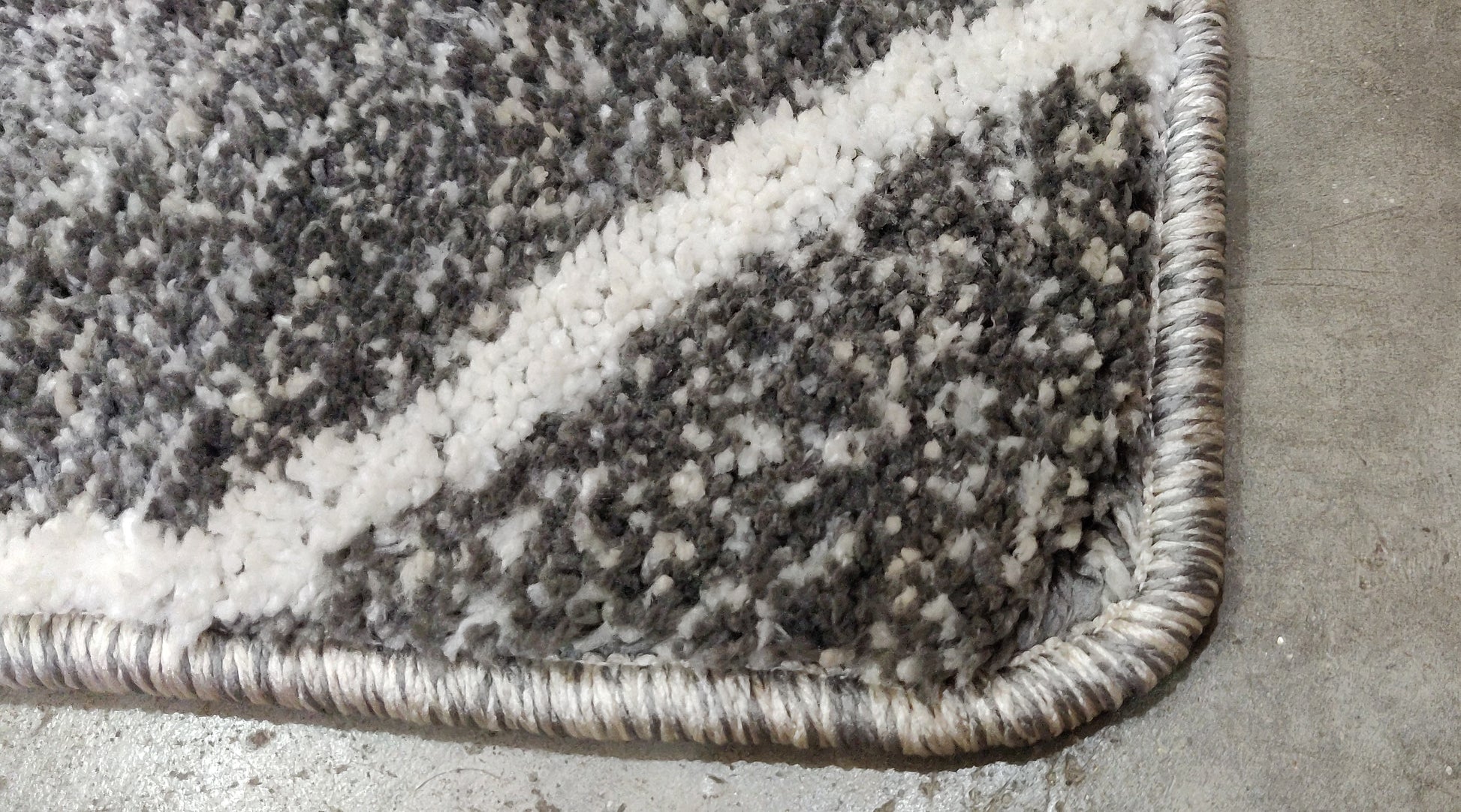 Grey and Ivory Moroccan Style Microfiber Bedside Runner