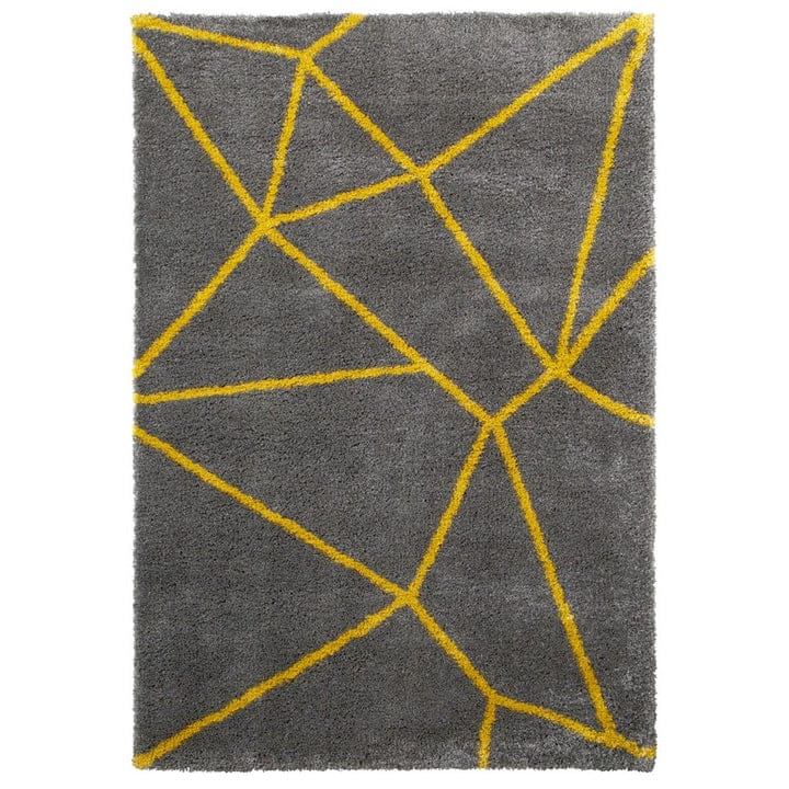 Yellow and Grey Modern Shaggy Rug.