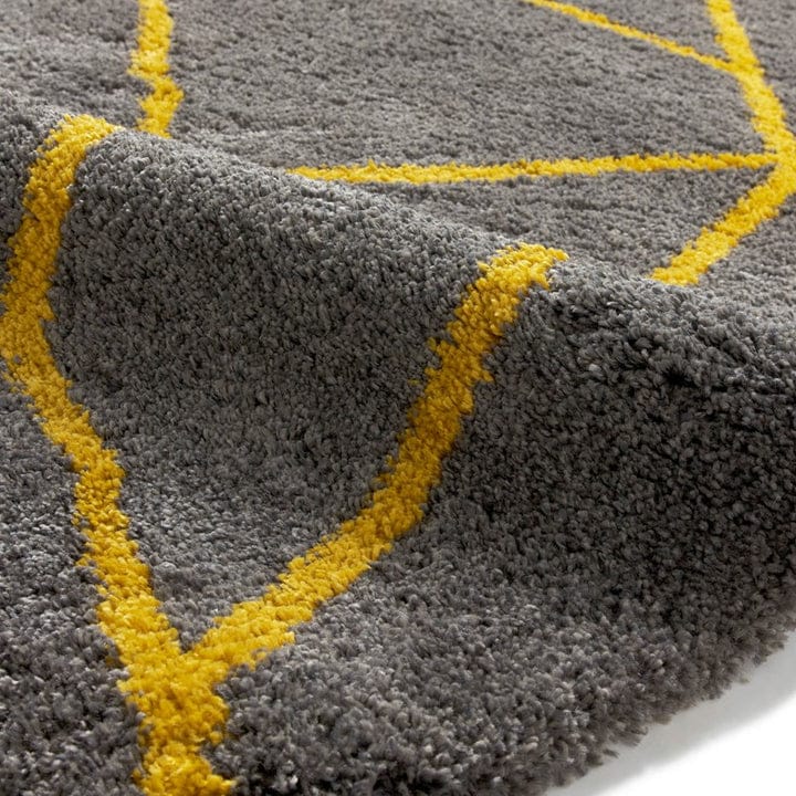 Yellow and Grey Modern Shaggy Rug.