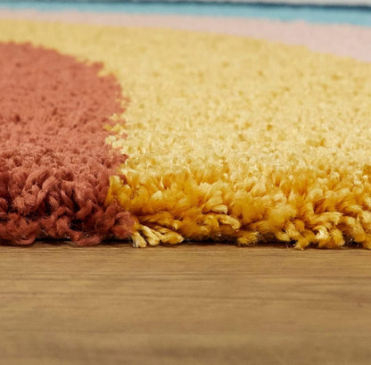 Kashyapa Rugs Collection- Rainbow Multicolor 3D Classical Shaggy Carpet.