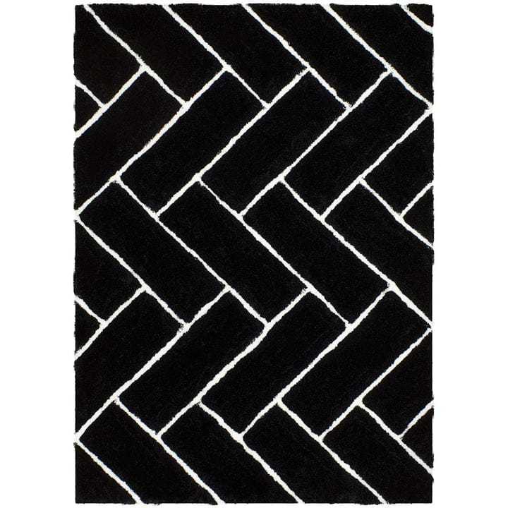Black 3D Premium Modern Shaggy Rug.