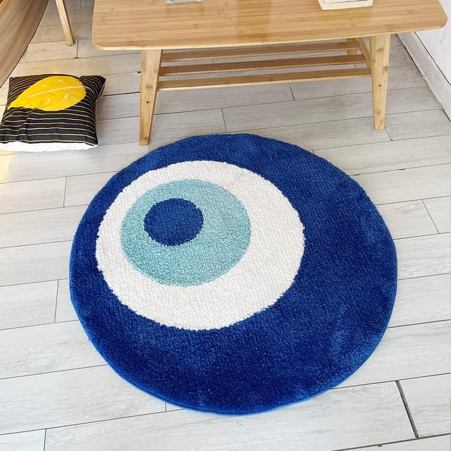 Kashyapa Rugs Collection - Blue eyes Soft Micro Premium Round Shaggy Rug.