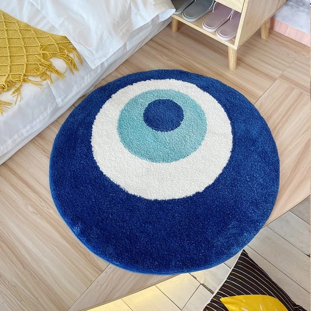 Blue Eyes Soft Micro Premium Round Shaggy Rug – Extra Soft with Anti-Skid Backing