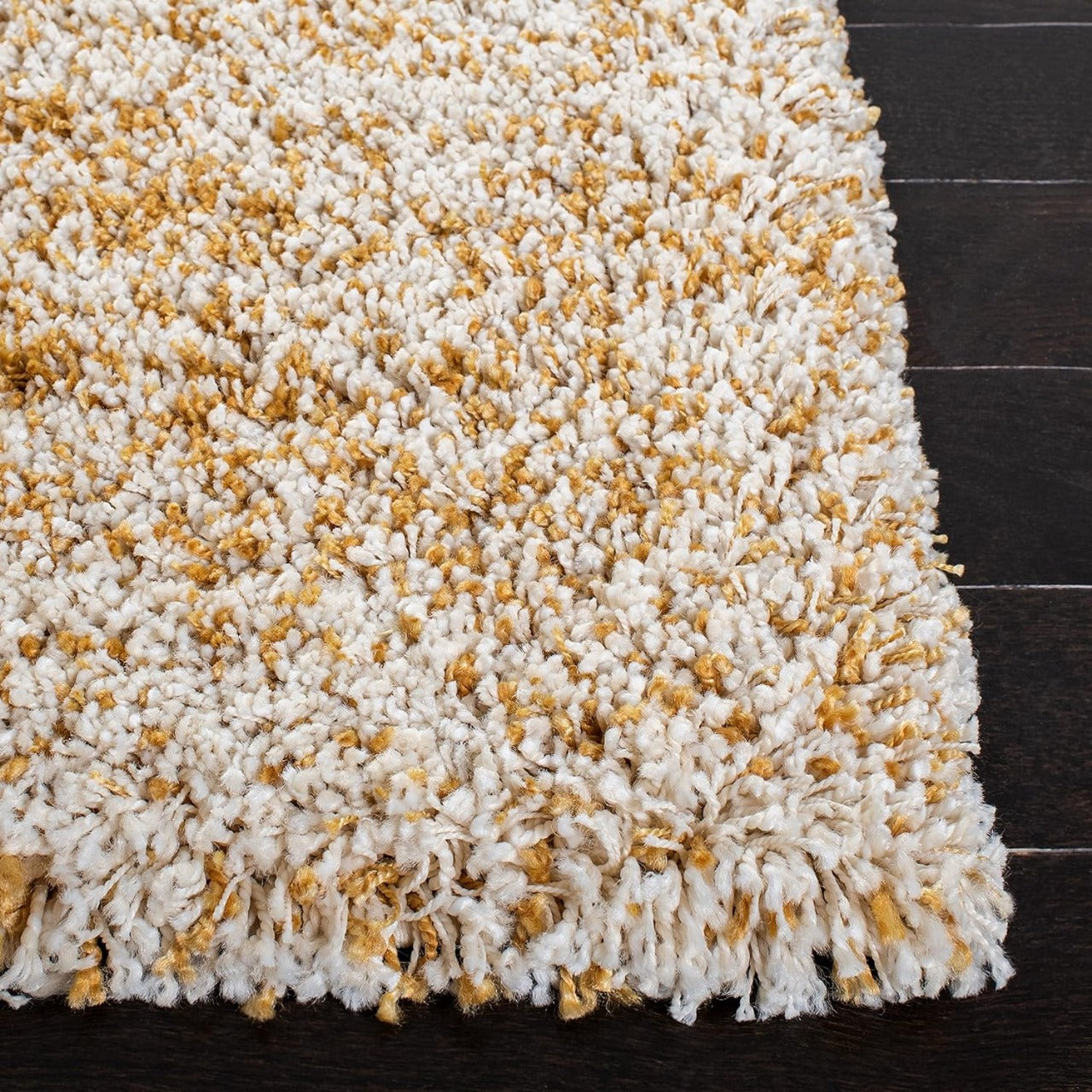 Mustard & Ivory Multi Shade Designer Carpet For Living Room (2 Inch Pile)
