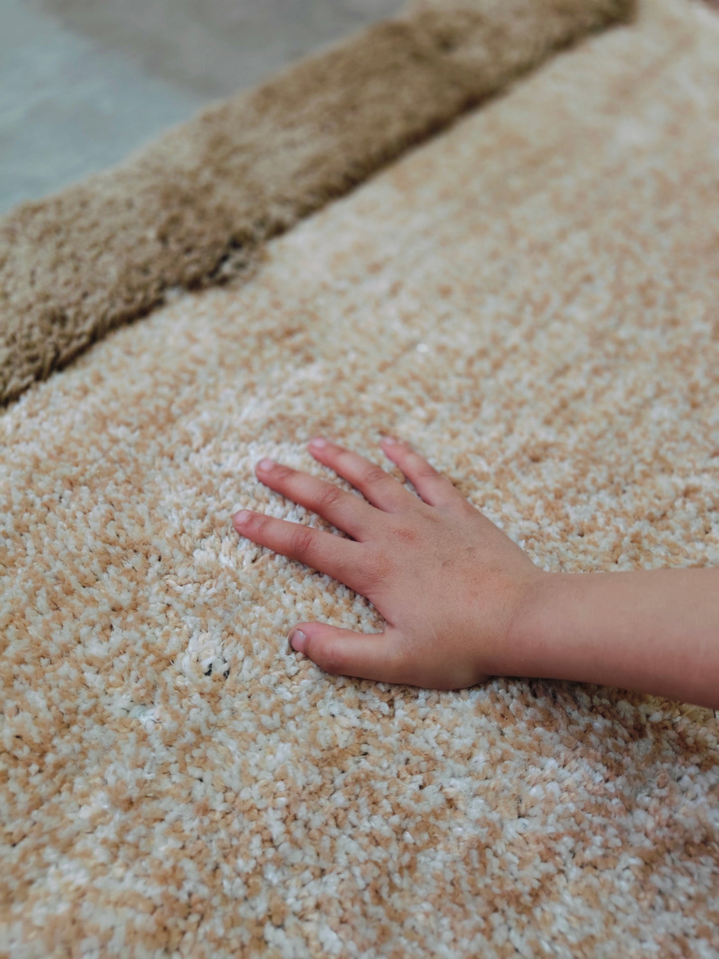 Premium soft Microfiber Bedside Runner Shaggy carpet. Ivory & Beige Colour