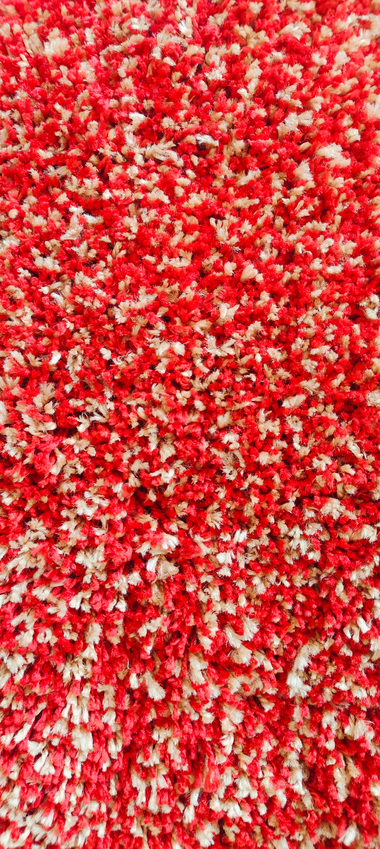 Red & Ivory Shaggy Carpet – Soft Feel with Anti-Skid Rubber Backing